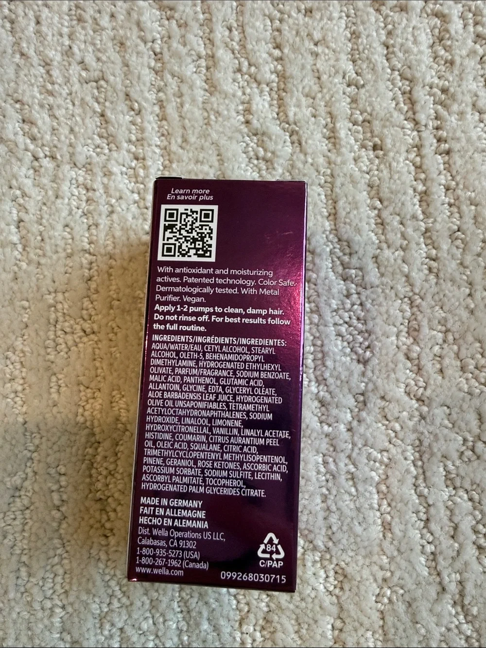 Wella ULTIMATE COLOR Miracle Leave-In Mask 1oz $25